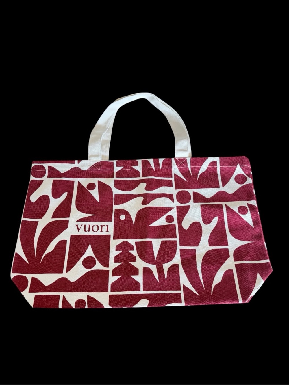 Vuori Maroon & White Graphic Tote